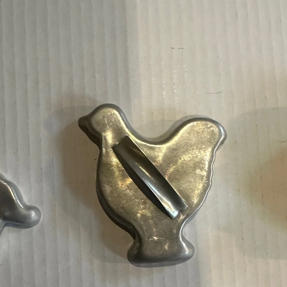 Set of 3 Vintage Metal Cookie Cutters Set of chicken lion and shamrock whimsical